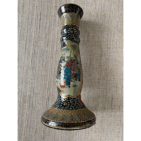 SATSUMA, VINTAGE HAND PAINTED, CANDLE HOLDERS - Picture 3 of 10